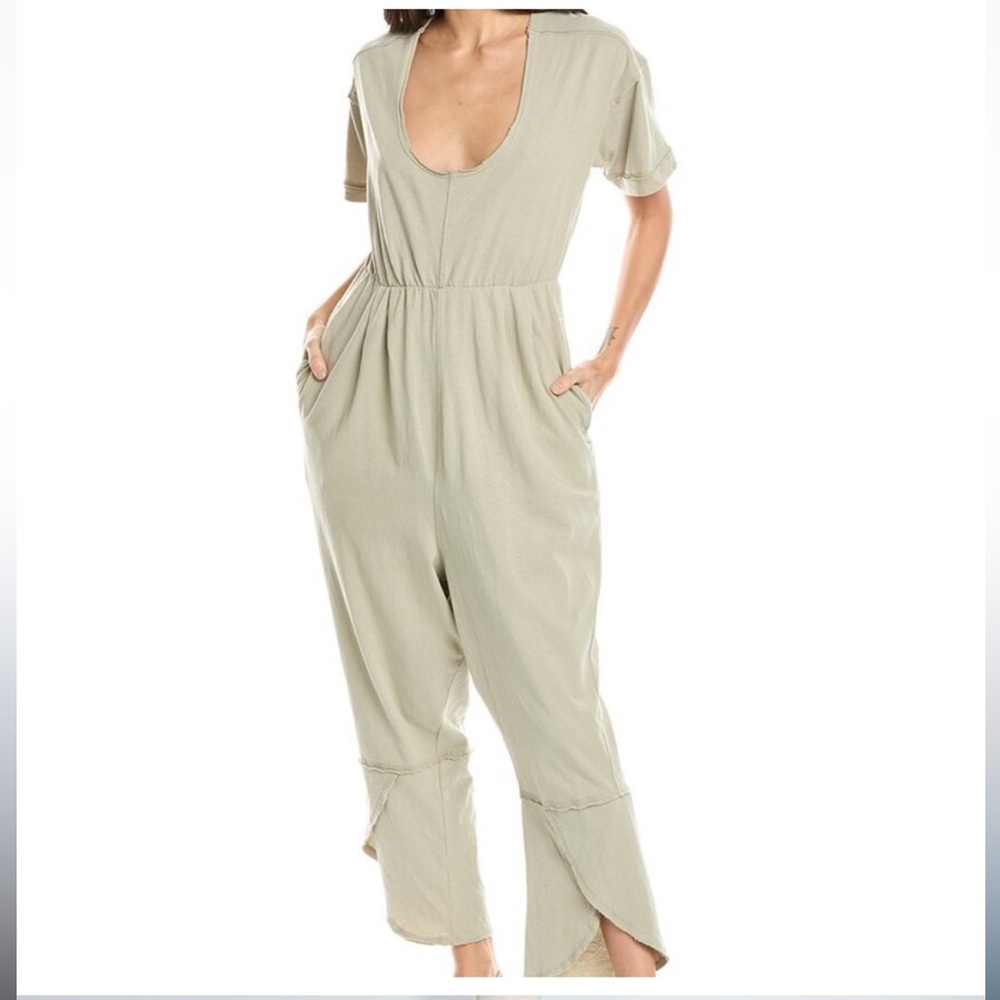 Free People Olive Green Short Sleeve Jumpsuit Romper